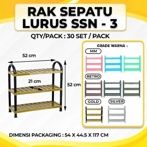 Rak Sepatu Lurus Susun 3
