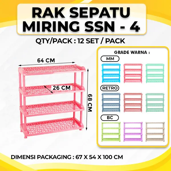 Angled Shoes Rack 4 Tier