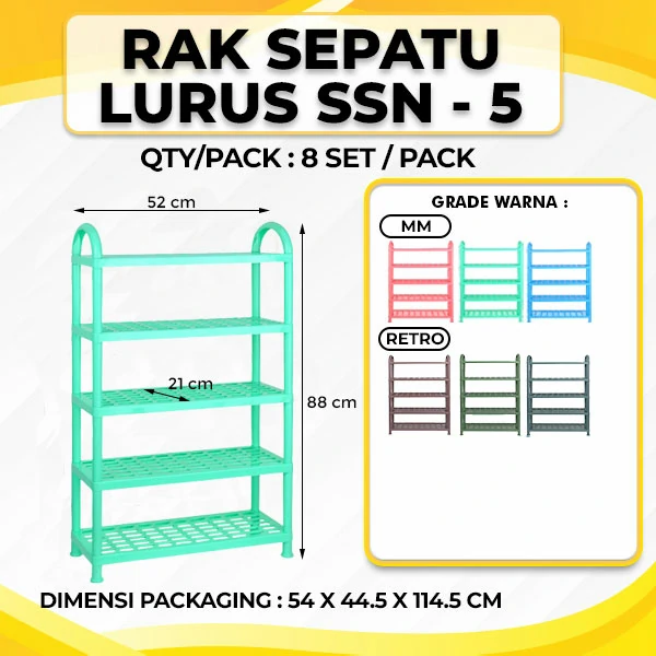 Straight Shoes Rack 5 Tier