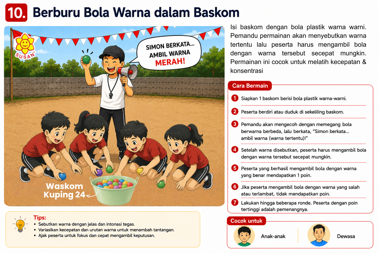 Berburu Bola Warna dalam Baskom (Simon Berkata)
